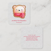 Cute Beer Face Red Scarf en Rosy Cheeks Kerstmis Vierkante Visitekaartje (Voorkant / Achterkant)