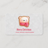 Cute Beer Face Red Scarf en Rosy Cheeks Kerstmis Visitekaartje (Voorkant)