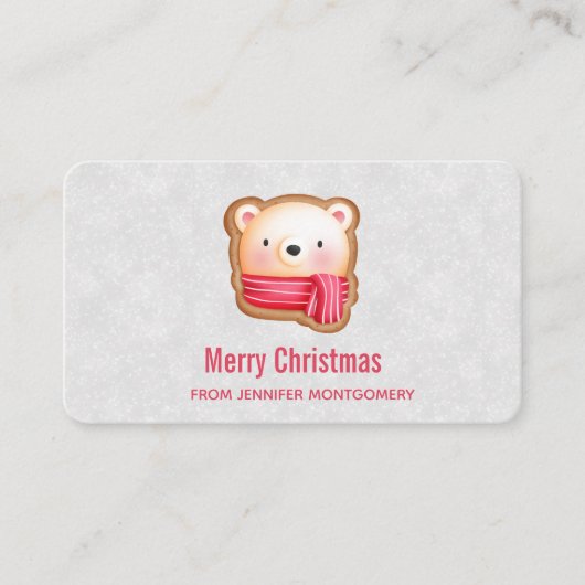 Cute Beer Face Red Scarf en Rosy Cheeks Kerstmis Visitekaartje (Voorkant)