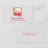 Cute Beer Face Red Scarf en Rosy Cheeks Kerstmis Visitekaartje (Voorkant / Achterkant)