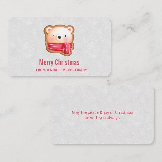 Cute Beer Face Red Scarf en Rosy Cheeks Kerstmis Visitekaartje (Voorkant / Achterkant)