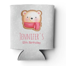 Cute Beer Face Red Scarf & Rosy Cheeks Birthday