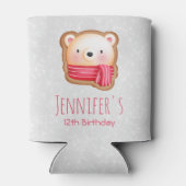 Cute Beer Face Red Scarf & Rosy Cheeks Birthday Blikjeskoeler (Achterkant)