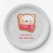 Cute Beer Face Red Scarf & Rosy Cheeks Birthday Papieren Bordje (Voorkant)