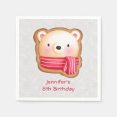 Cute Beer Face Red Scarf & Rosy Cheeks Birthday Servet (Voorkant)