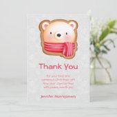 Cute Beer Face Red Scarf & Rosy Cheeks Dank je Bedankkaart (Staand voorkant)