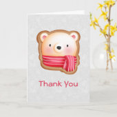 Cute Beer Face Red Scarf & Rosy Cheeks Dank je Kaart (Gele Bloem)