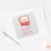 Cute Beer Face Red Scarf & Rosy Cheeks Dank je Vierkante Sticker (Envelop)