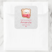 Cute Beer Face Red Scarf & Rosy Cheeks Kitchen Vierkante Sticker (Tas)