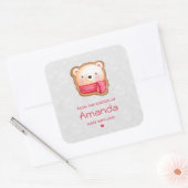 Cute Beer Face Red Scarf & Rosy Cheeks Kitchen Vierkante Sticker (Envelop)