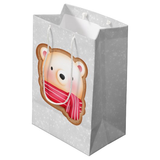 Cute Beer Face Red Scarf & Rosy Cheeks Medium Cadeauzakje (Achterkant Gekanteld)