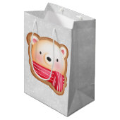 Cute Beer Face Red Scarf & Rosy Cheeks Medium Cadeauzakje (Voorkant Gekanteld)