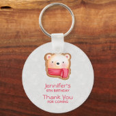 Cute Beer Face Red Scarf & Rosy Cheeks Party Favor Sleutelhanger (Voorkant)