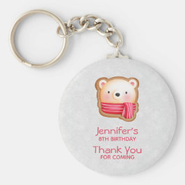 Cute Beer Face Red Scarf & Rosy Cheeks Party Favor Sleutelhanger