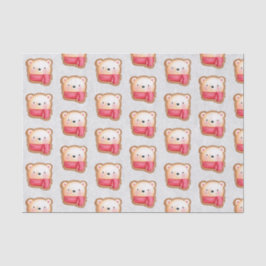 Cute Beer Face Red Scarf & Rosy Cheeks Pattern Tissuepapier