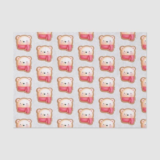 Cute Beer Face Red Scarf & Rosy Cheeks Pattern Tissuepapier (Voorkant)