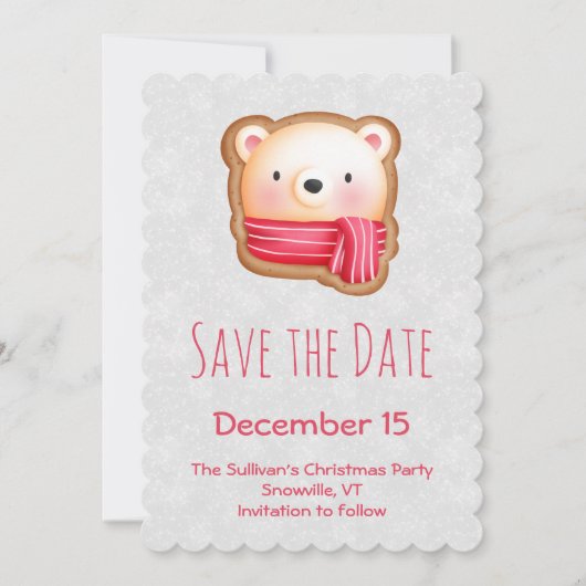 Cute Beer Face Red Scarf & Rosy Cheeks Save The Date (Voorkant)