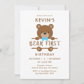 Cute Beer First Birthday Invitation Kaart (Voorkant)