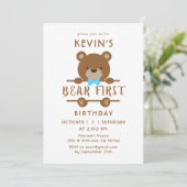 Cute Beer First Birthday Invitation Kaart (Staand voorkant)