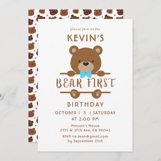 Cute Beer First Birthday Invitation Kaart (Voorkant / Achterkant)