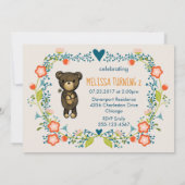 Cute Beer & Floral Wreath Birthday Invite Kaart (Achterkant)