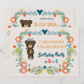 Cute Beer & Floral Wreath Birthday Invite Kaart (Voorkant / Achterkant)