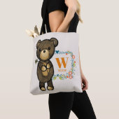 Cute Beer, Gele bloem en Floral, aangepast Tote Bag (Dichtbij)