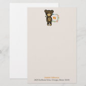 Cute Beer, gele bloem en zwavel Briefpapier (Voorkant / Achterkant)