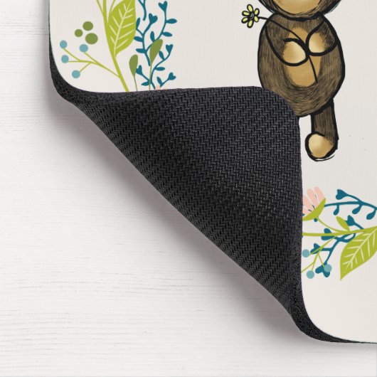 Cute Beer, gele bloem en zwavel Muismat (Hoek)