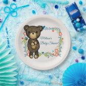 Cute Beer, gele bloem en zwavel Papieren Bordje (Feest)