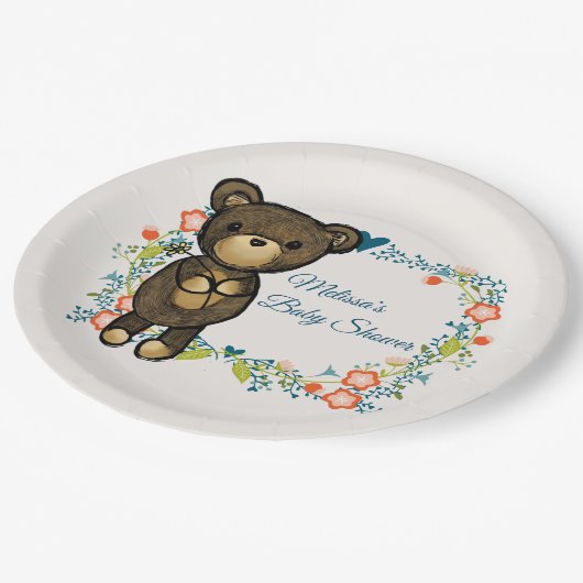 Cute Beer, gele bloem en zwavel Papieren Bordje (Gekanteld)