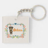 Cute Beer, gele bloem en zwavel Sleutelhanger (Achterkant)