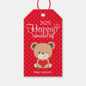 Cute Beer Gelukkig Valentijnsdag Cadeaubijschrift Cadeaulabel (Voorkant)