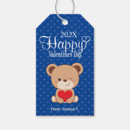 Cute Beer Gelukkig Valentijnsdag Cadeaubijschrift Cadeaulabel
