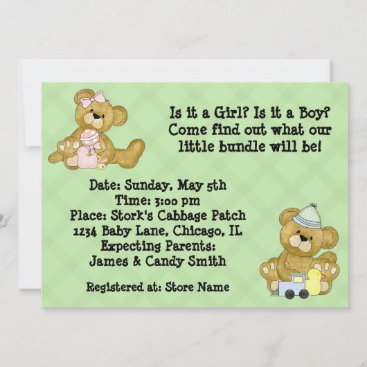 Cute Beer Gender Release Party Kaart (Achterkant)