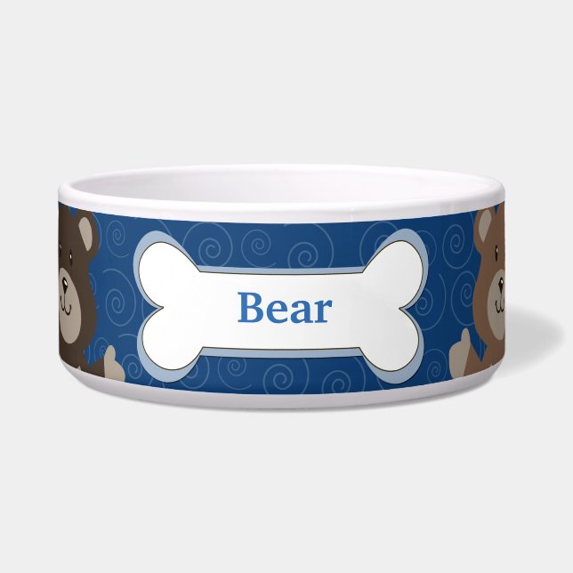 Cute Beer Gepersonaliseerd Pet Dog Food Bowl - Nav Voerbakje (Voorkant)