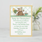 Cute Beer Green Birthday Invitation Kaart (Staand voorkant)