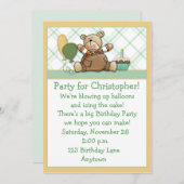 Cute Beer Green Birthday Invitation Kaart (Voorkant / Achterkant)
