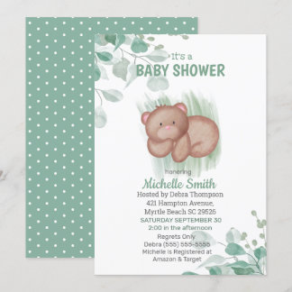 Cute Beer Green White Baby shower Kaart