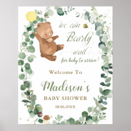Cute Beer Greenery Gender Neutral Shower Welkom Poster