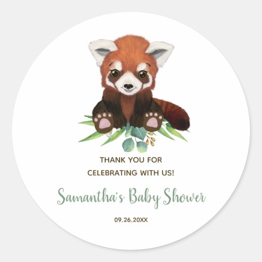 Cute Beer Greenery Neutral Baby shower Favor Ronde Sticker (Voorkant)