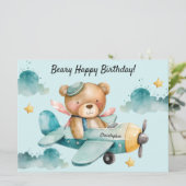 Cute Beer Happy Birthday Flat Wenskaart Kaart (Staand voorkant)