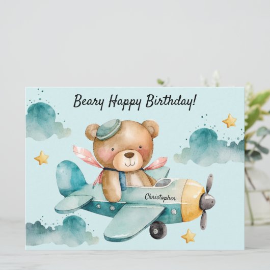 Cute Beer Happy Birthday Flat Wenskaart Kaart (Staand voorkant)