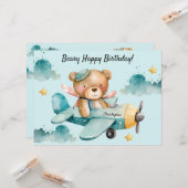 Cute Beer Happy Birthday Flat Wenskaart Kaart (Voorkant / Achterkant in situ)