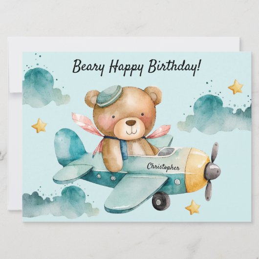 Cute Beer Happy Birthday Flat Wenskaart Kaart (Voorkant)