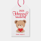 Cute Beer Happy Valentijn Gift Label (wit) Cadeaulabel (Voorkant)