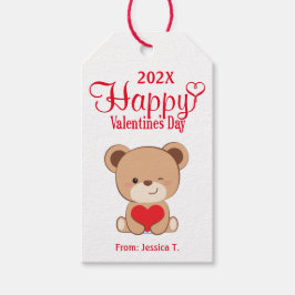 Cute Beer Happy Valentijn Gift Label (wit) Cadeaulabel