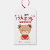 Cute Beer Happy Valentijn Gift Label (wit-rood) Cadeaulabel (Voorkant)