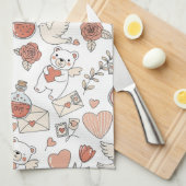Cute Beer Harten Valentijnspatroon Theedoek (Quarter Fold)