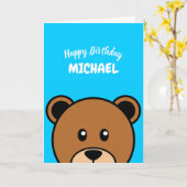 Cute Beer Head | Eenvoudige Cartoon op blauw Kaart (Gele Bloem)